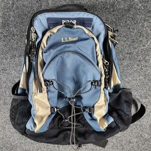 L.L.Bean Shockwave Backpack Blue Gray School Trek Hiking Bag Mesh 6 Pockets